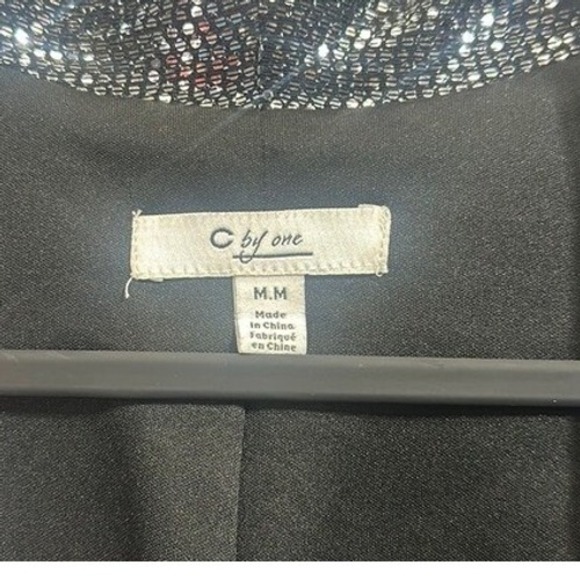C by One Women's Black and Silver Sequin Blazer Medium, Metallic - Open Front - Picture 2 of 10